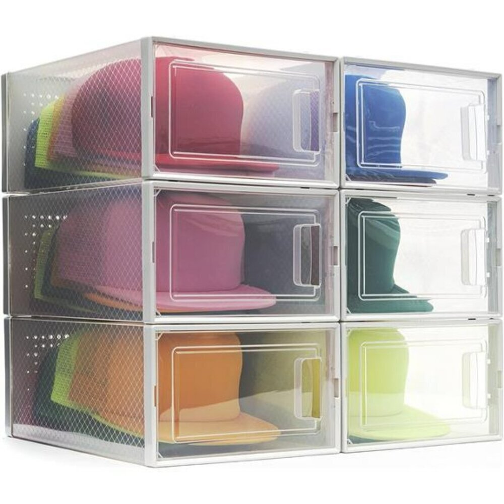 Clear Stackable Hat Organizer Box for Baseball Caps Storage Display Case
